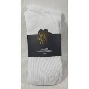 Silky Toes Men's 3-Pack White Bamboo‎ Diabetic Dress Socks - Size 9-11 (4.5-7.5)